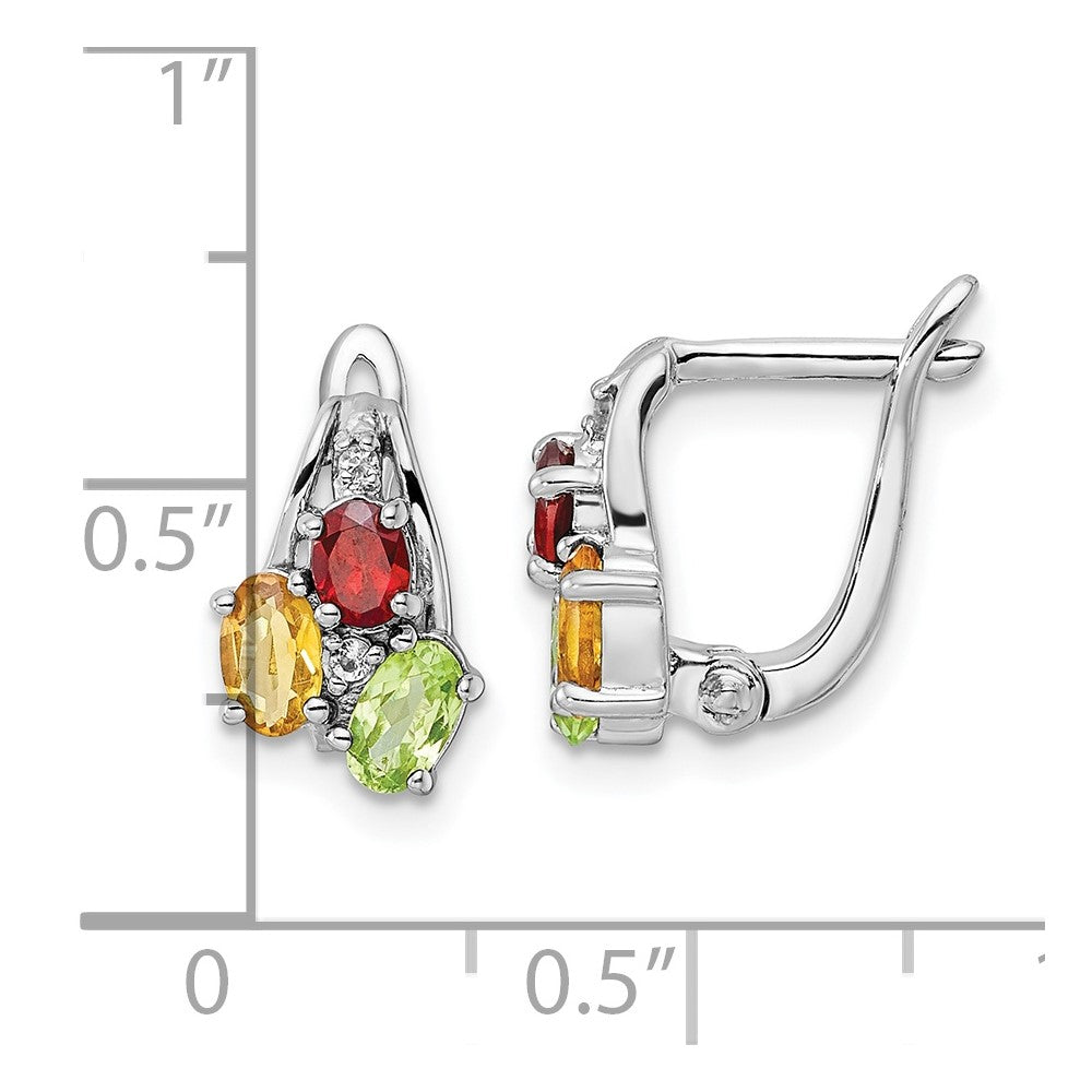 FJC Finejewelers 925 Sterling Silver Dangle Peridot Citrine Garnet and White Topaz Hinged Earrings 12 mm