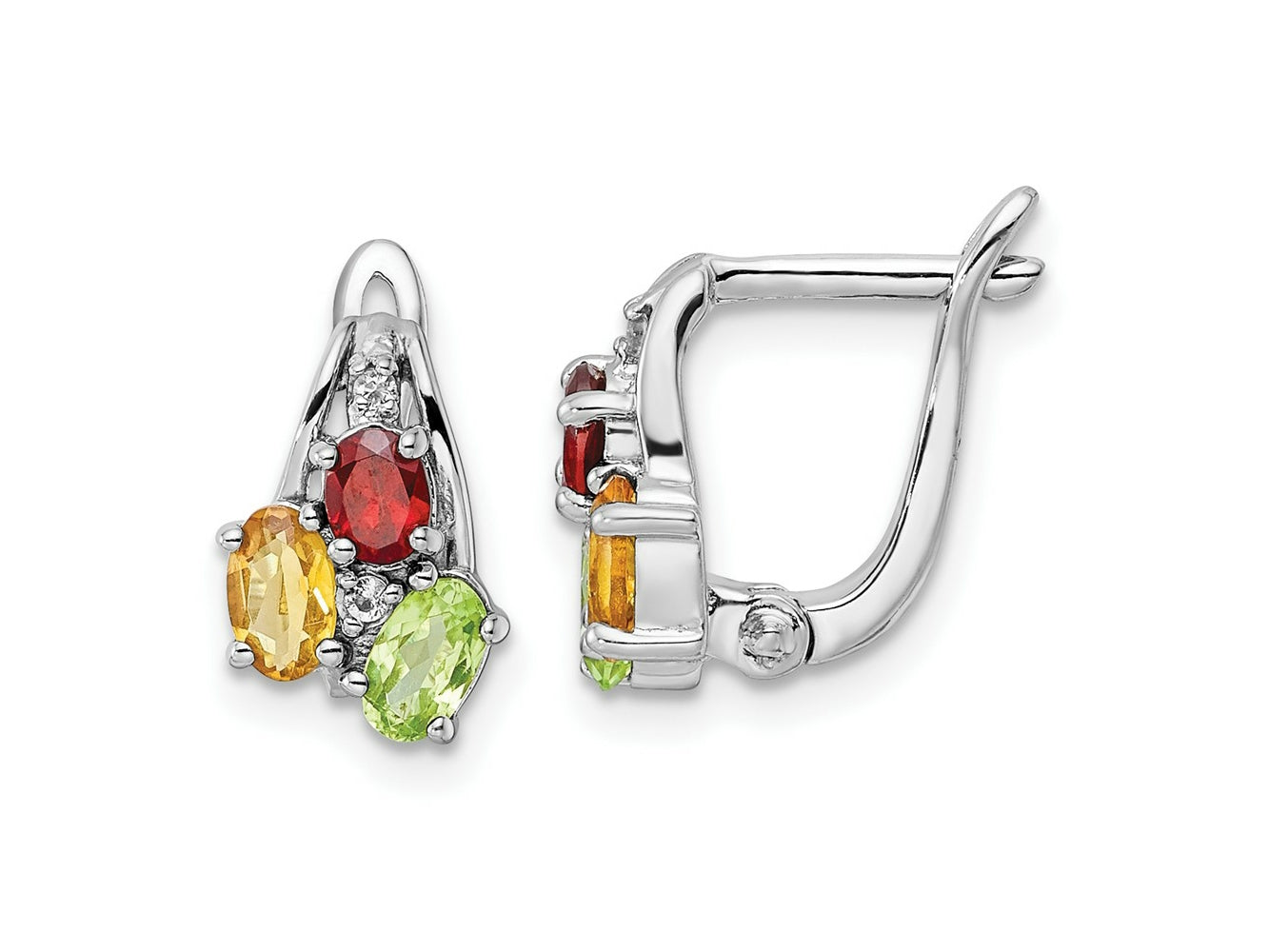 FJC Finejewelers 925 Sterling Silver Dangle Peridot Citrine Garnet and White Topaz Hinged Earrings 12 mm