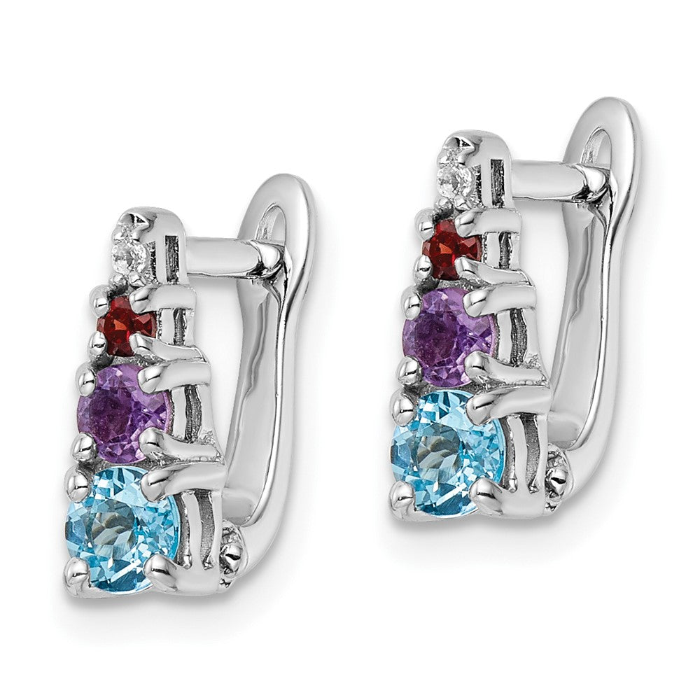 FJC Finejewelers 925 Sterling Silver Blue Topaz Amethyst Garnet and White Topaz Hinged Earrings 12 mm