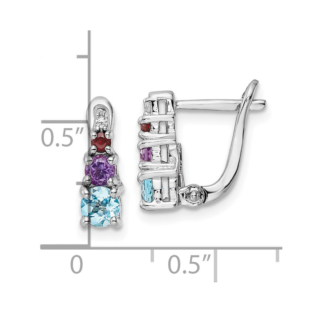 FJC Finejewelers 925 Sterling Silver Blue Topaz Amethyst Garnet and White Topaz Hinged Earrings 12 mm