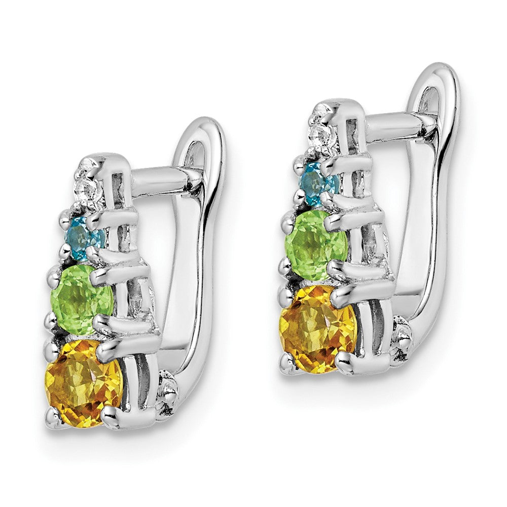 FJC Finejewelers 925 Sterling Silver Peridot Citrine Blue Topaz and White Topaz Hinged Earrings 12 mm