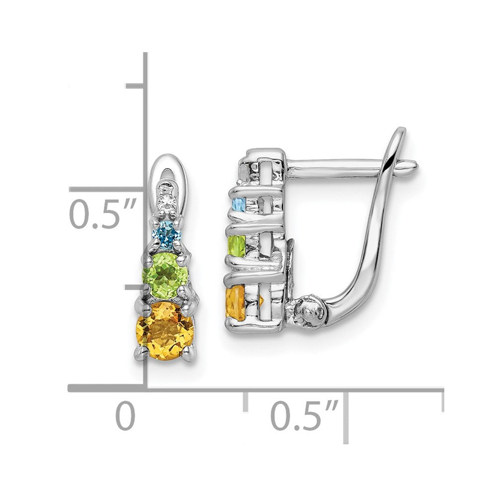 FJC Finejewelers 925 Sterling Silver Peridot Citrine Blue Topaz and White Topaz Hinged Earrings 12 mm