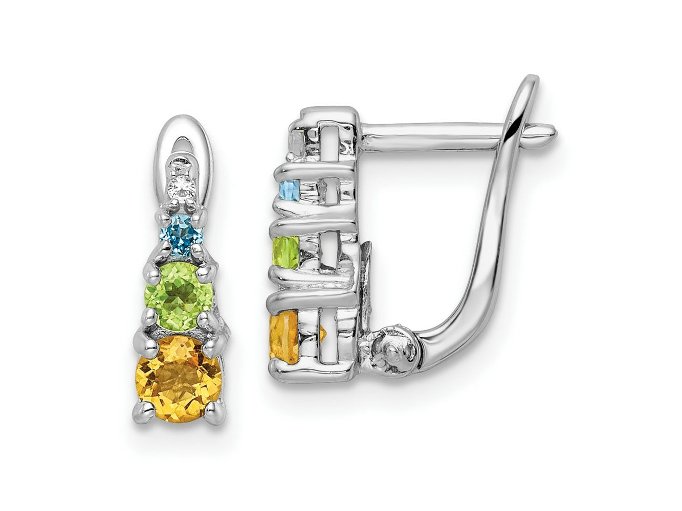 FJC Finejewelers 925 Sterling Silver Peridot Citrine Blue Topaz and White Topaz Hinged Earrings 12 mm
