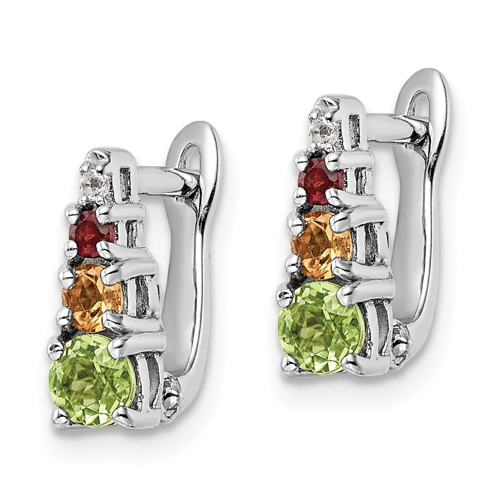 FJC Finejewelers 925 Sterling Silver Peridot Citrine Garnet White Topaz Hinged Earrings 12 mm