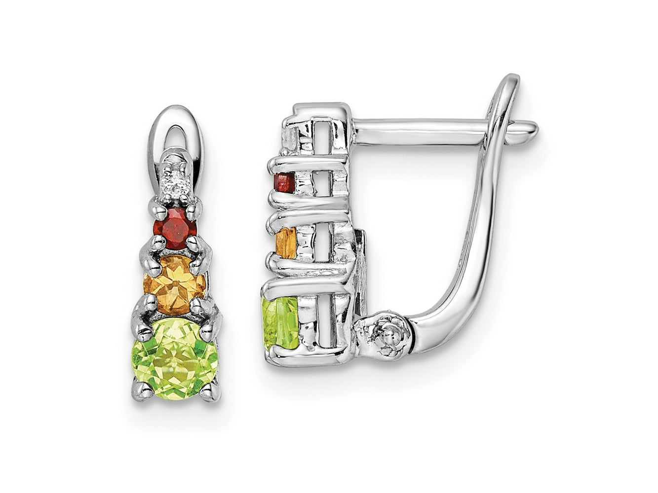 FJC Finejewelers 925 Sterling Silver Peridot Citrine Garnet White Topaz Hinged Earrings 12 mm