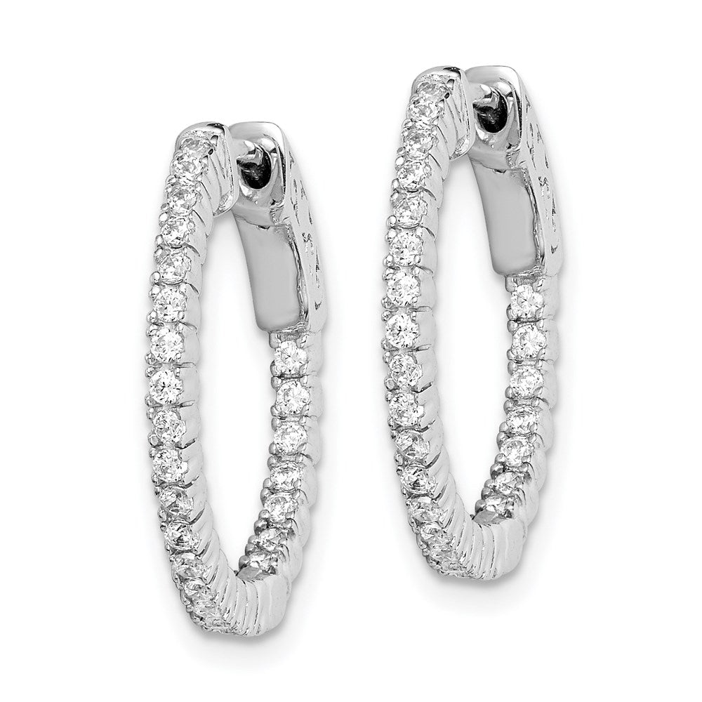 FJC Finejewelers 925 Sterling Silver Rhodium Plated CZ In and Out Round Hinged Hoop Earrings 19 x 19 mm