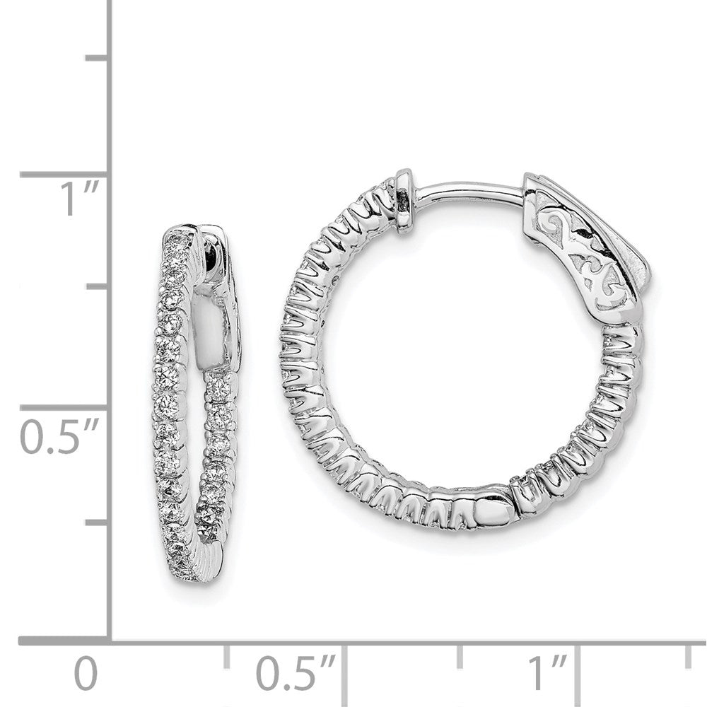 FJC Finejewelers 925 Sterling Silver Rhodium Plated CZ In and Out Round Hinged Hoop Earrings 19 x 19 mm