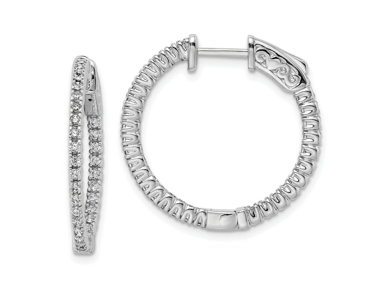 FJC Finejewelers 925 Sterling Silver Rhodium Plated CZ In and Out Round Hoop Earrings 23 x 23 mm