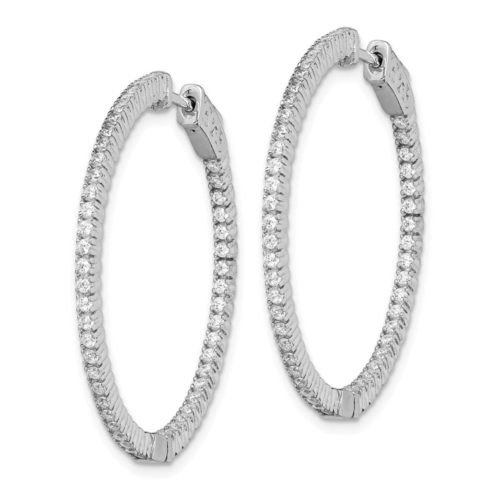 FJC Finejewelers 925 Sterling Silver Rhodium Plated CZ In and Out Round Hoop Earrings 33 x 34 mm