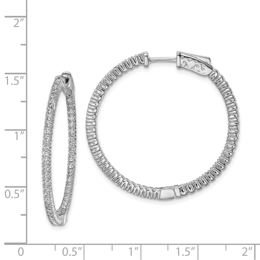 FJC Finejewelers 925 Sterling Silver Rhodium Plated CZ In and Out Round Hoop Earrings 33 x 34 mm