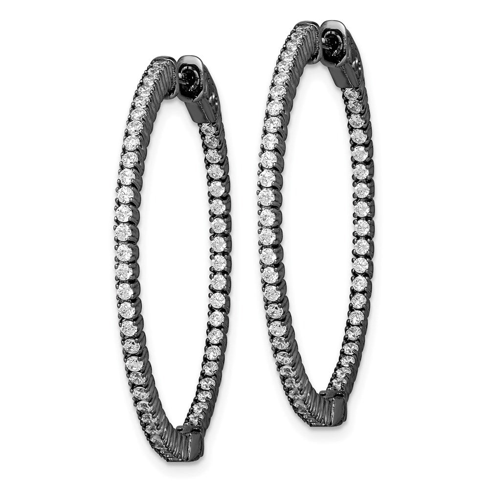 FJC Finejewelers 925 Sterling Silver Black Rhodium Plated In and Out CZ Round Hoop Earrings 33 x 34 mm