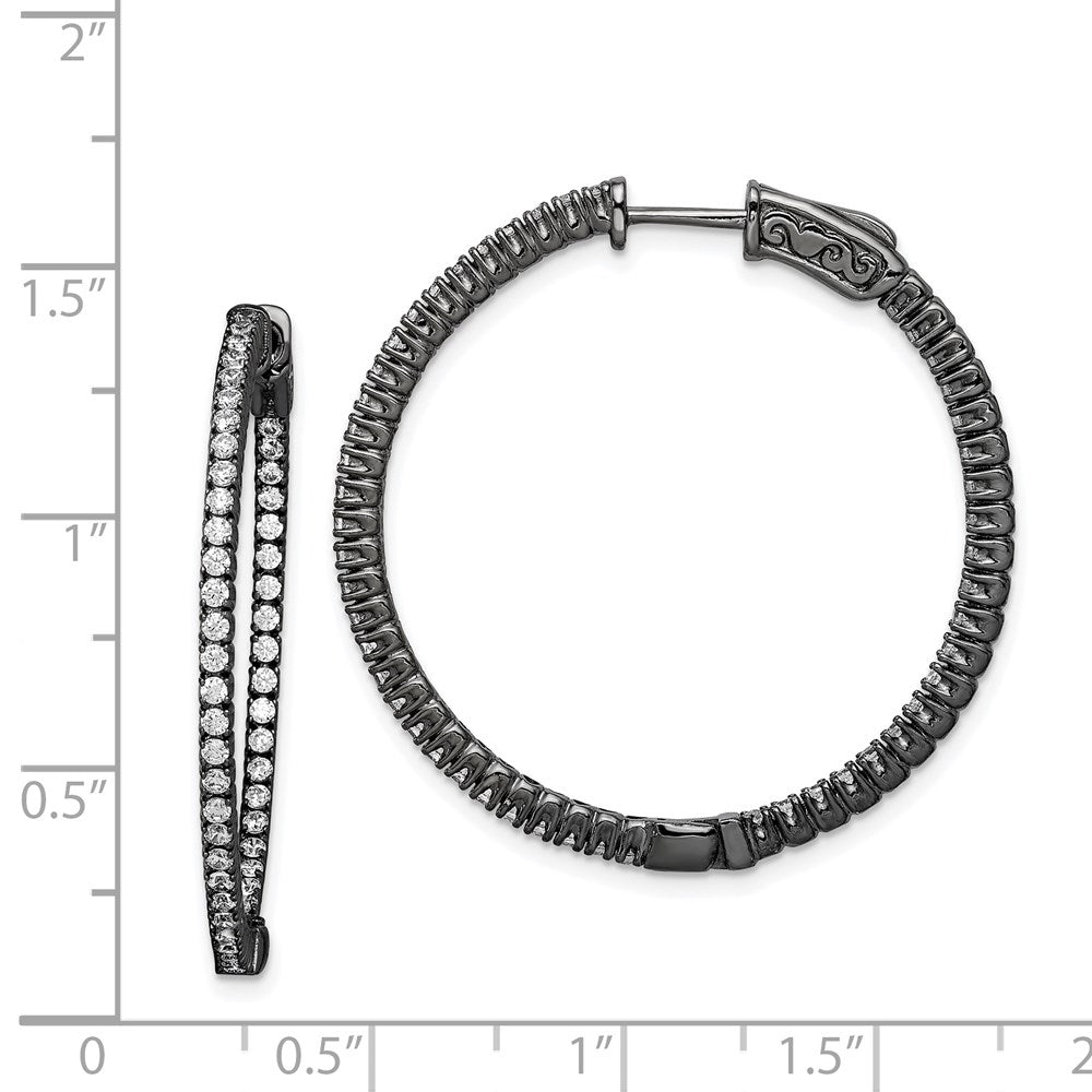 FJC Finejewelers 925 Sterling Silver Black Rhodium Plated In and Out CZ Round Hoop Earrings 33 x 34 mm