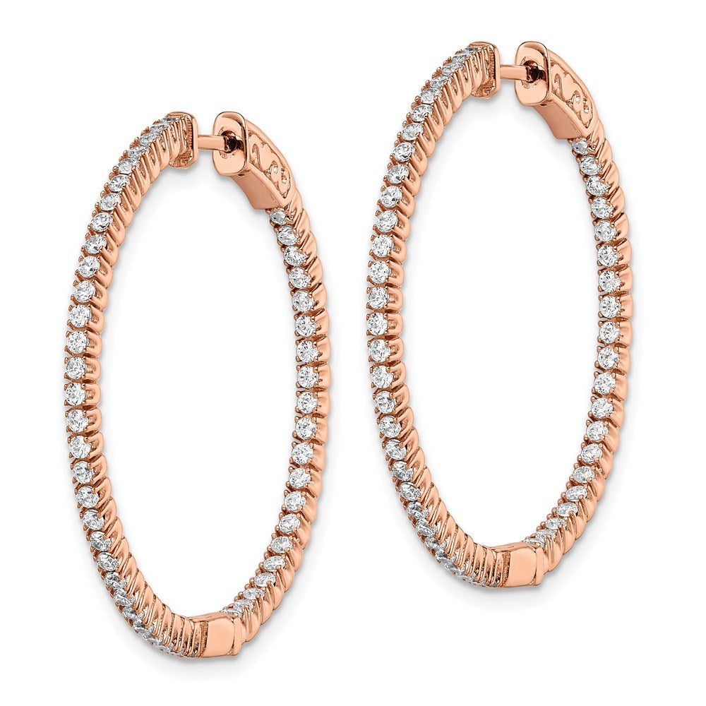 FJC Finejewelers 925 Sterling Silver Rose-tone CZ In and Out Round Hoop Earrings 33 x 34 mm
