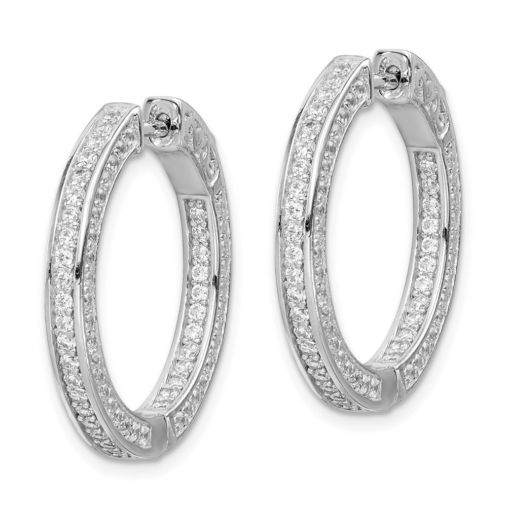 FJC Finejewelers 925 Sterling Silver Rhodium Plated CZ In and Out Round Hoop Earrings 22 x 24 mm