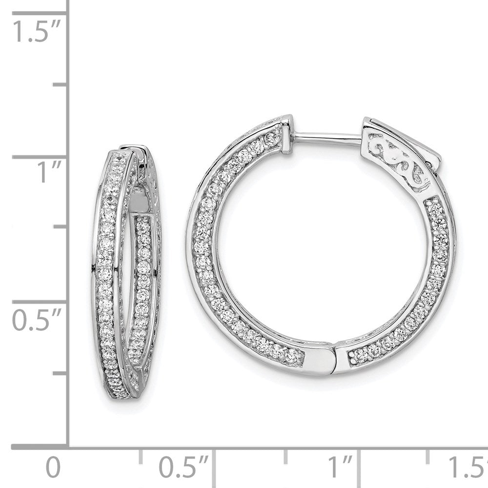FJC Finejewelers 925 Sterling Silver Rhodium Plated CZ In and Out Round Hoop Earrings 22 x 24 mm