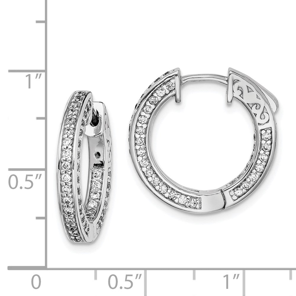 FJC Finejewelers 925 Sterling Silver Rhodium Plated CZ In and Out Round Hoop Earrings 19 x 19 mm