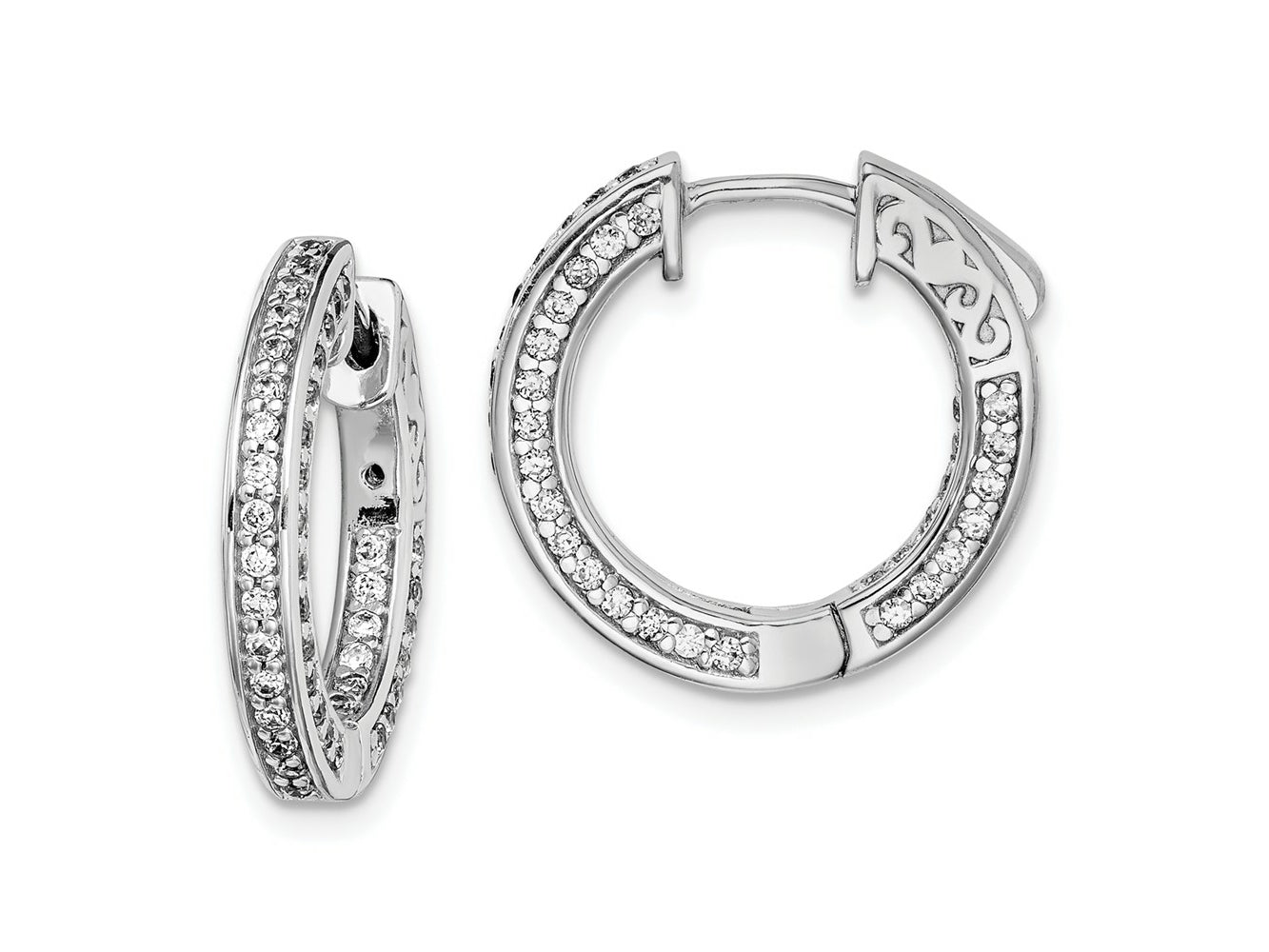 FJC Finejewelers 925 Sterling Silver Rhodium Plated CZ In and Out Round Hoop Earrings 19 x 19 mm