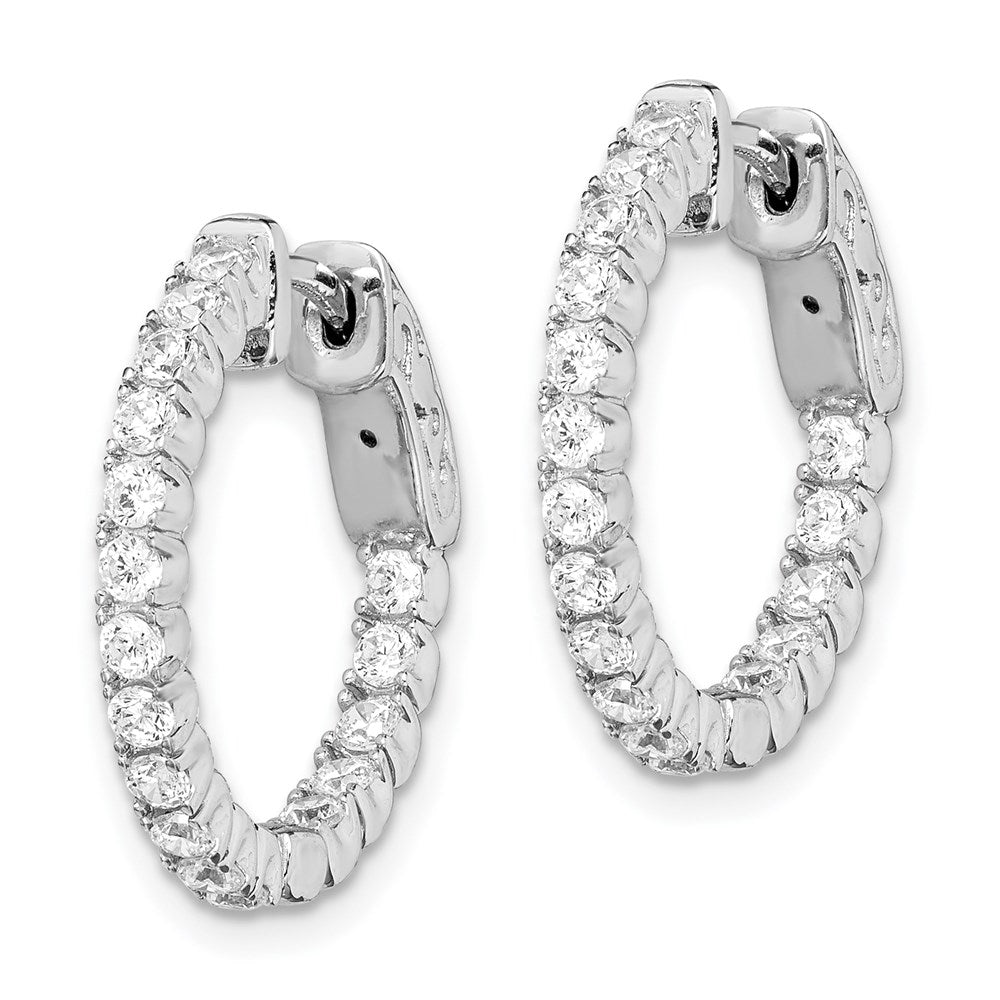 FJC Finejewelers 925 Sterling Silver Rhodium Plated CZ In and Out Round Hinged Hoop Earrings 19 x 20 mm