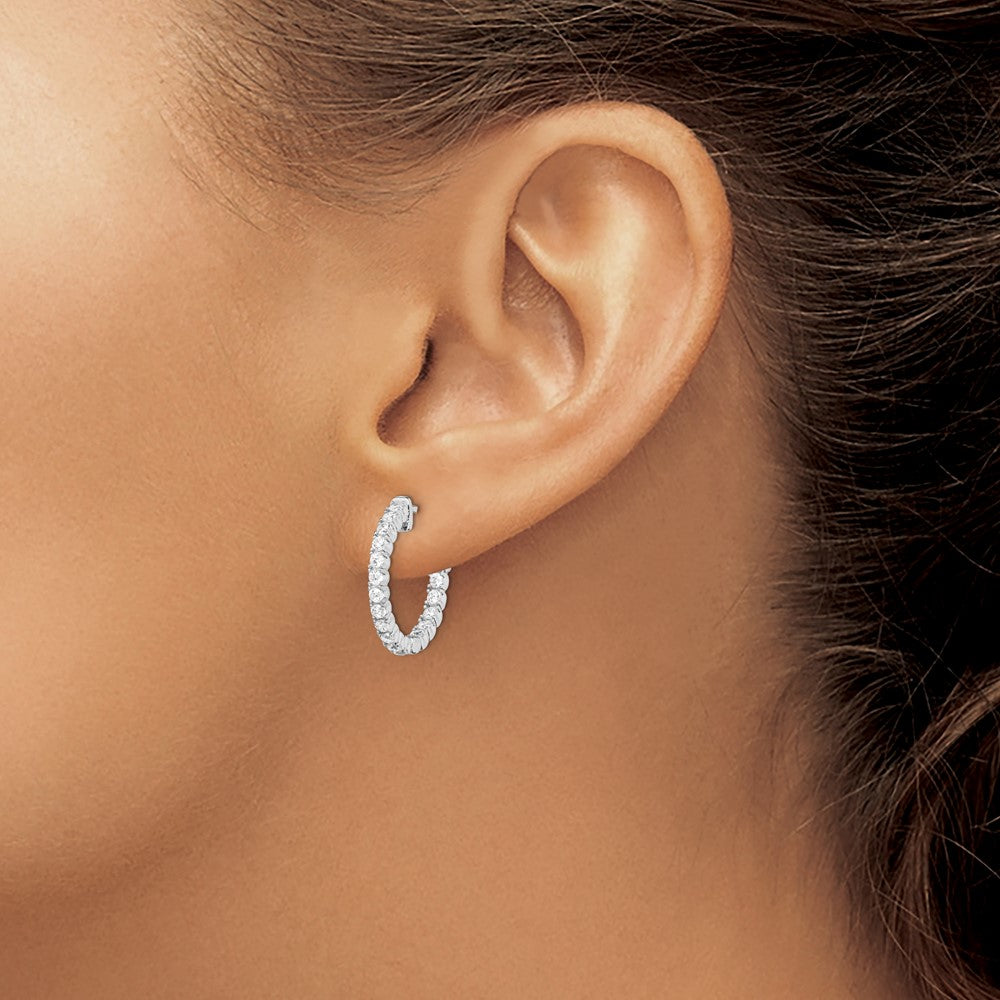 FJC Finejewelers 925 Sterling Silver Rhodium Plated CZ In and Out Round Hinged Hoop Earrings 19 x 20 mm