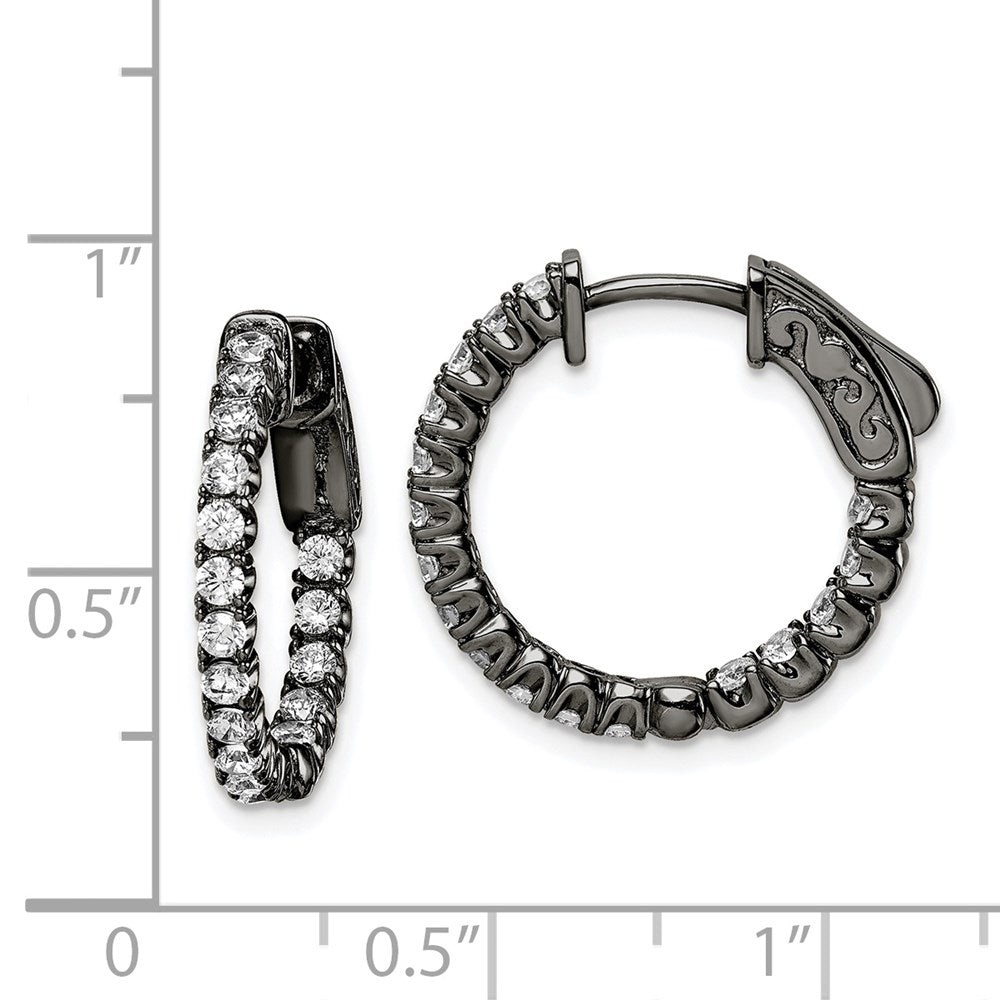 FJC Finejewelers 925 Sterling Silver Black Rhodium Plated CZ In and Out Hoop Earrings 19 x 20 mm
