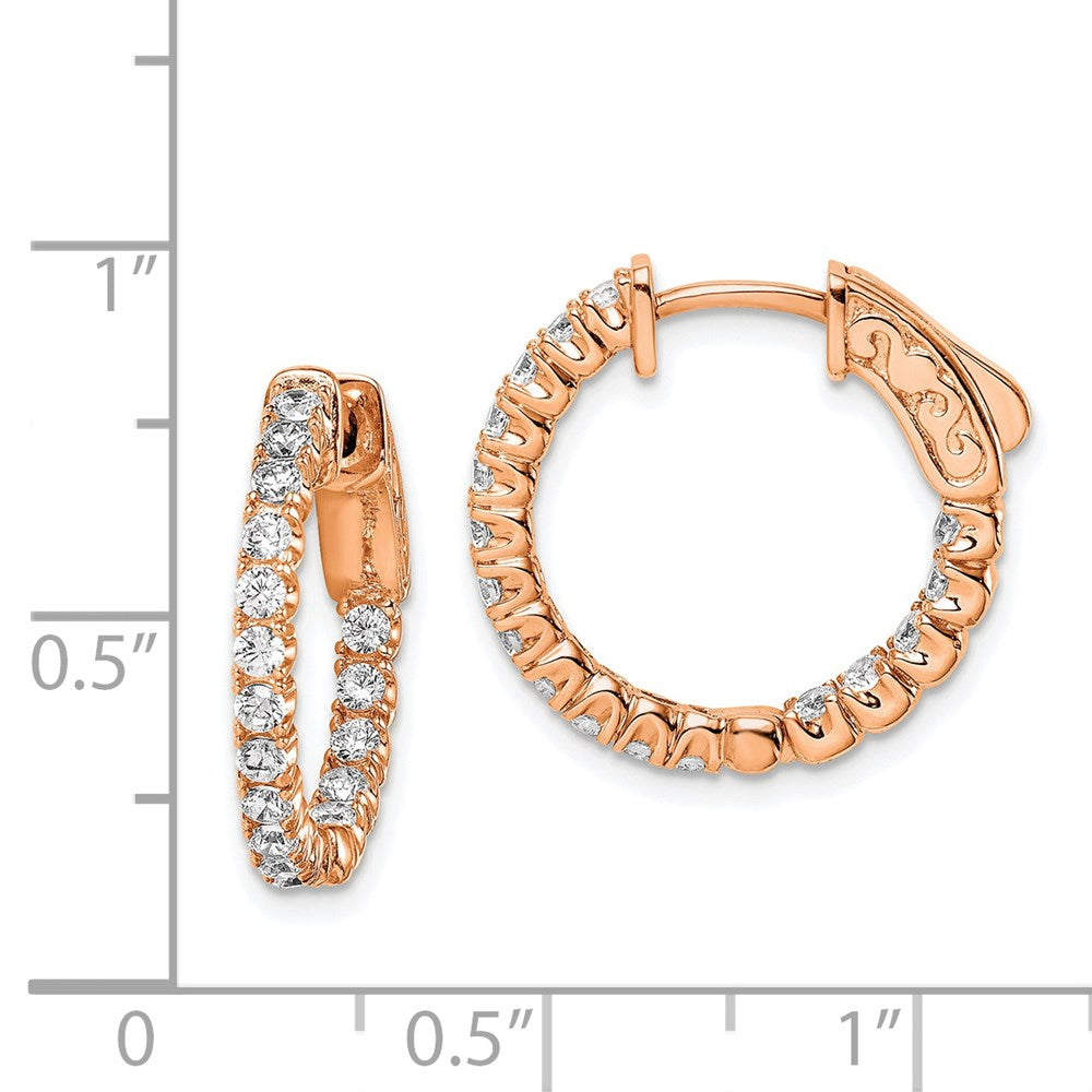 FJC Finejewelers 925 Sterling Silver Rose-tone CZ In and Out Hoop Earrings 19 x 20 mm