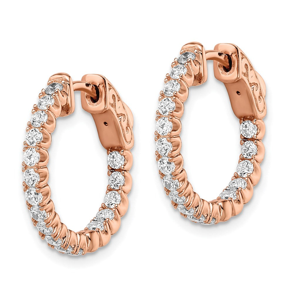 FJC Finejewelers 925 Sterling Silver Rose-tone CZ In and Out Hoop Earrings 19 x 20 mm