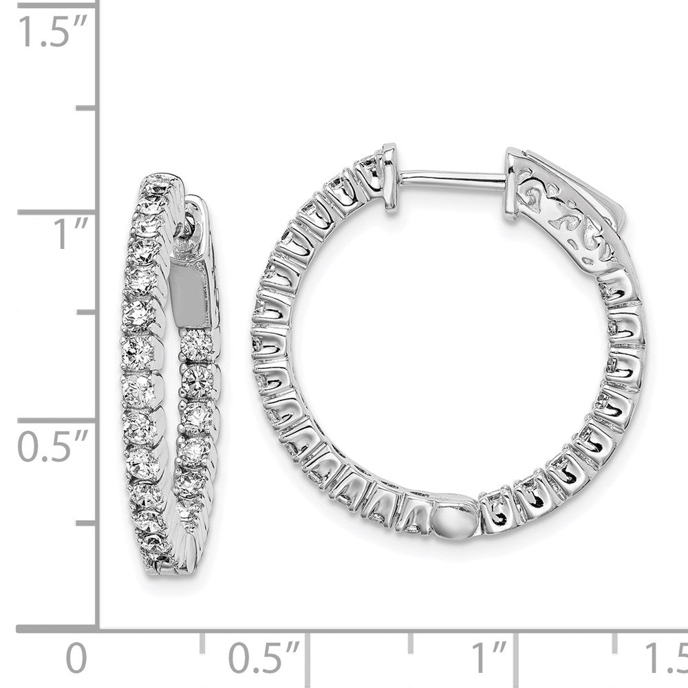 FJC Finejewelers 925 Sterling Silver Rhodium Plated CZ In and Out Round Hinged Hoop Earrings 23 x 23 mm
