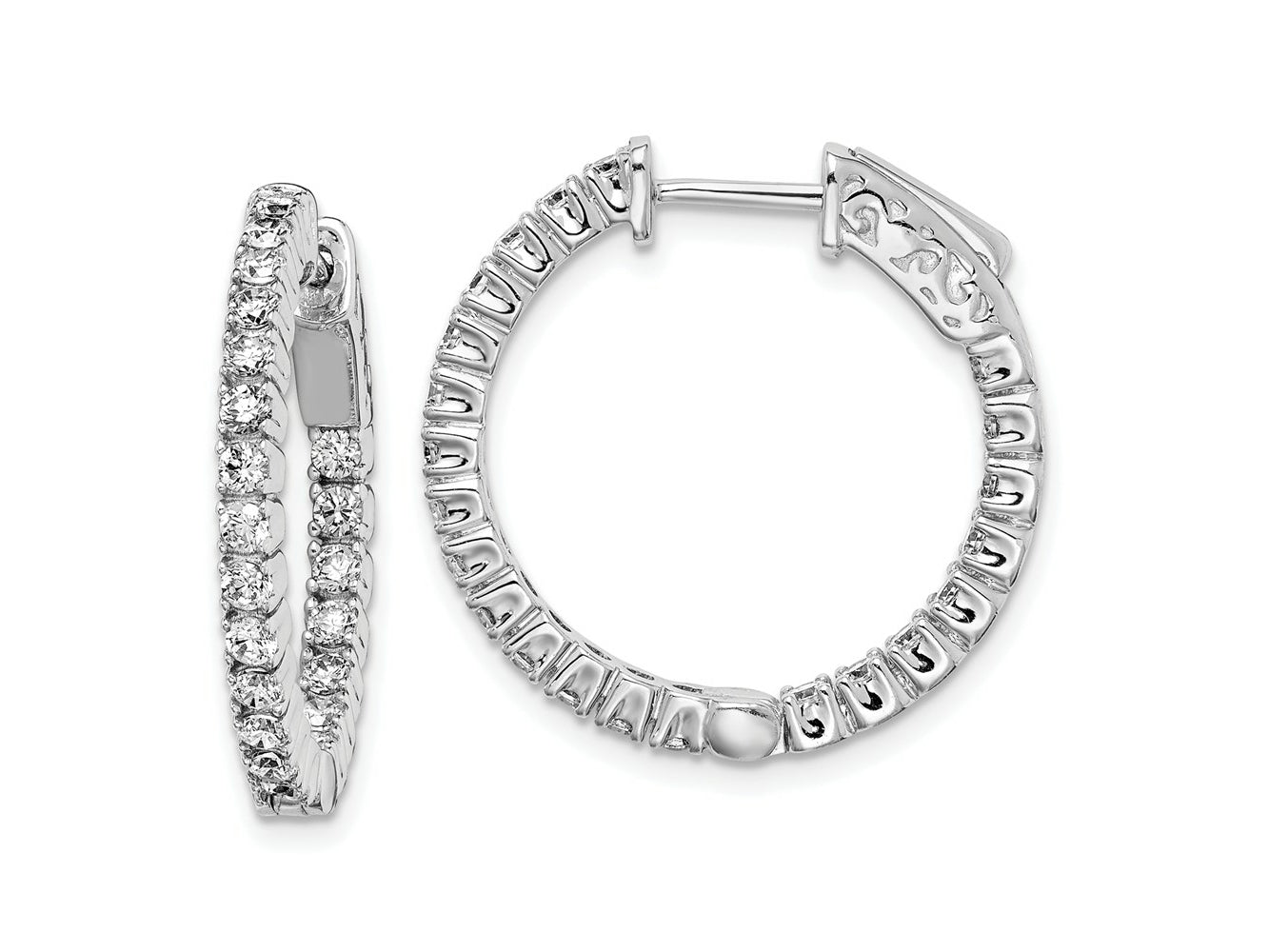 FJC Finejewelers 925 Sterling Silver Rhodium Plated CZ In and Out Round Hinged Hoop Earrings 23 x 23 mm