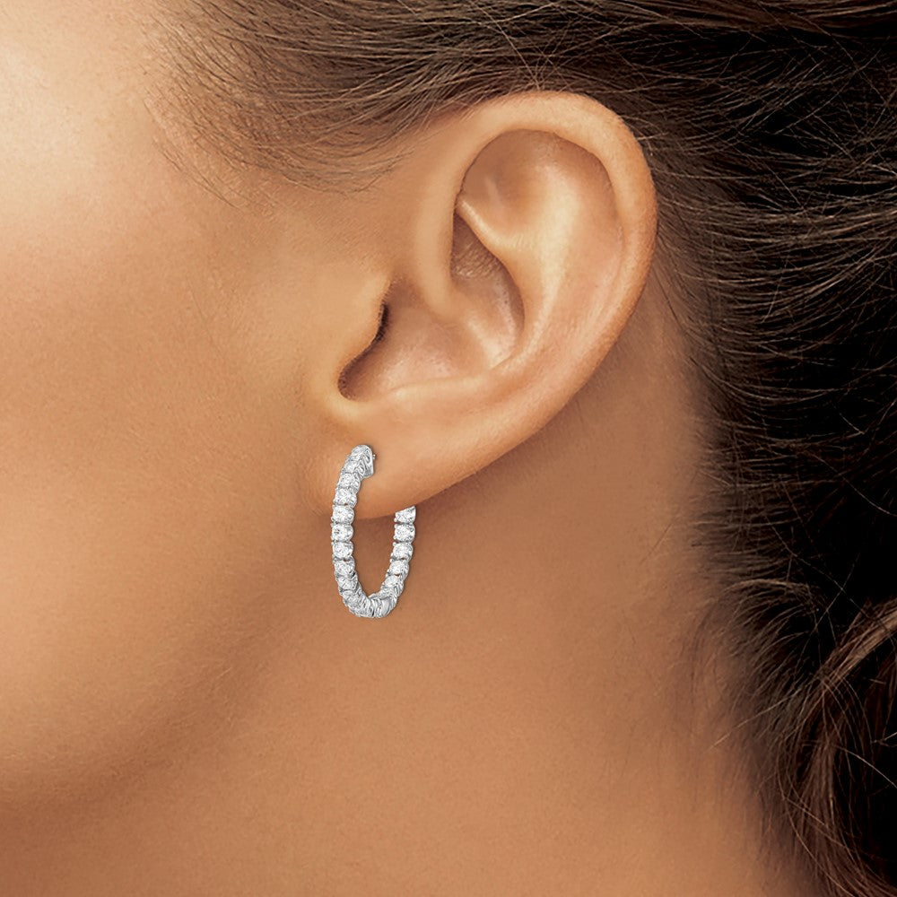FJC Finejewelers 925 Sterling Silver Rhodium Plated CZ In and Out Round Hoop Earrings 24 x 25 mm