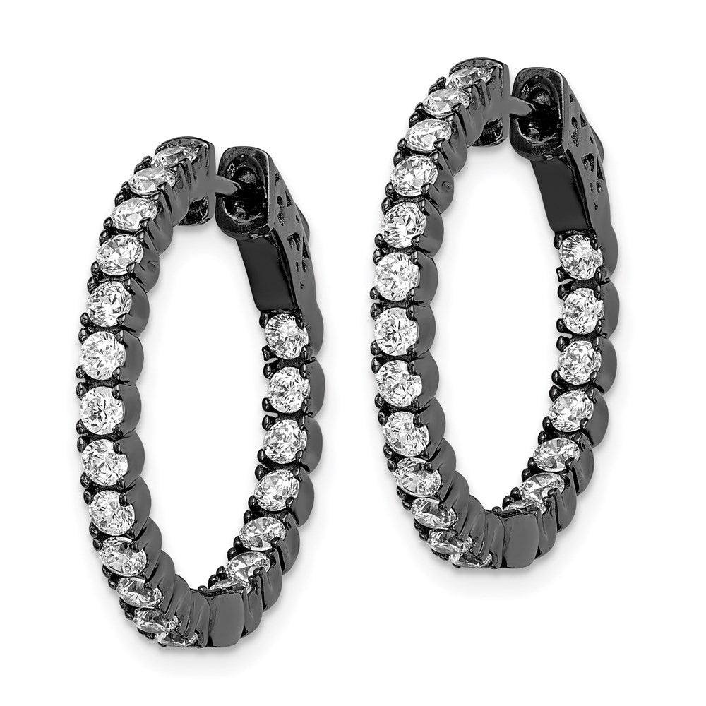 FJC Finejewelers 925 Sterling Silver Black Rhodium Plated CZ In and Out Hoop Earrings 23 x 25 mm