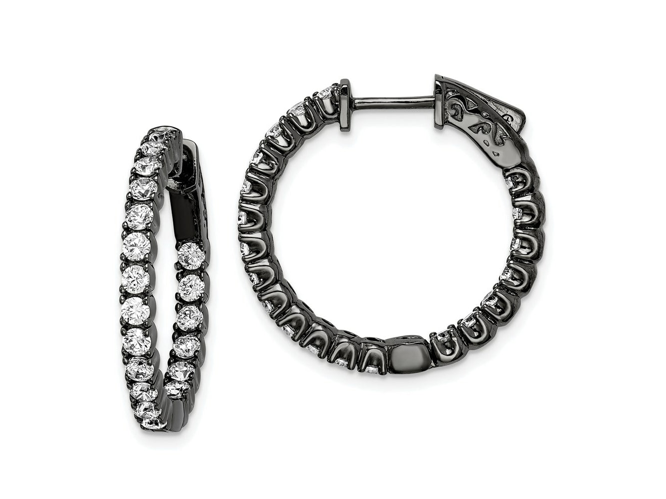 FJC Finejewelers 925 Sterling Silver Black Rhodium Plated CZ In and Out Hoop Earrings 23 x 25 mm