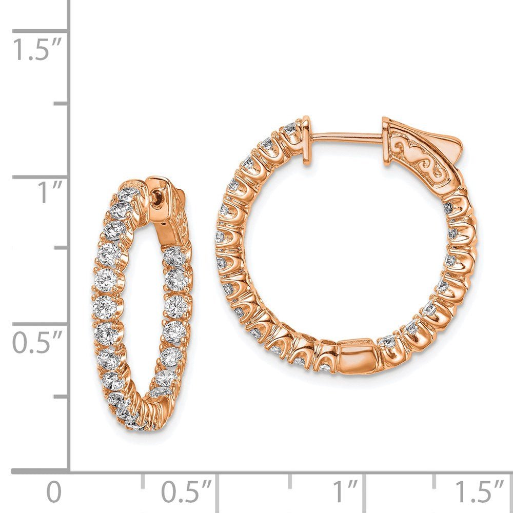 FJC Finejewelers 925 Sterling Silver Rose-tone CZ In and Out Hoop Earrings 23 x 25 mm