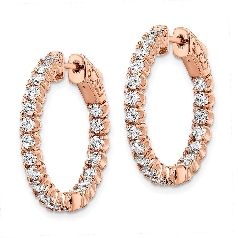 FJC Finejewelers 925 Sterling Silver Rose-tone CZ In and Out Hoop Earrings 23 x 25 mm