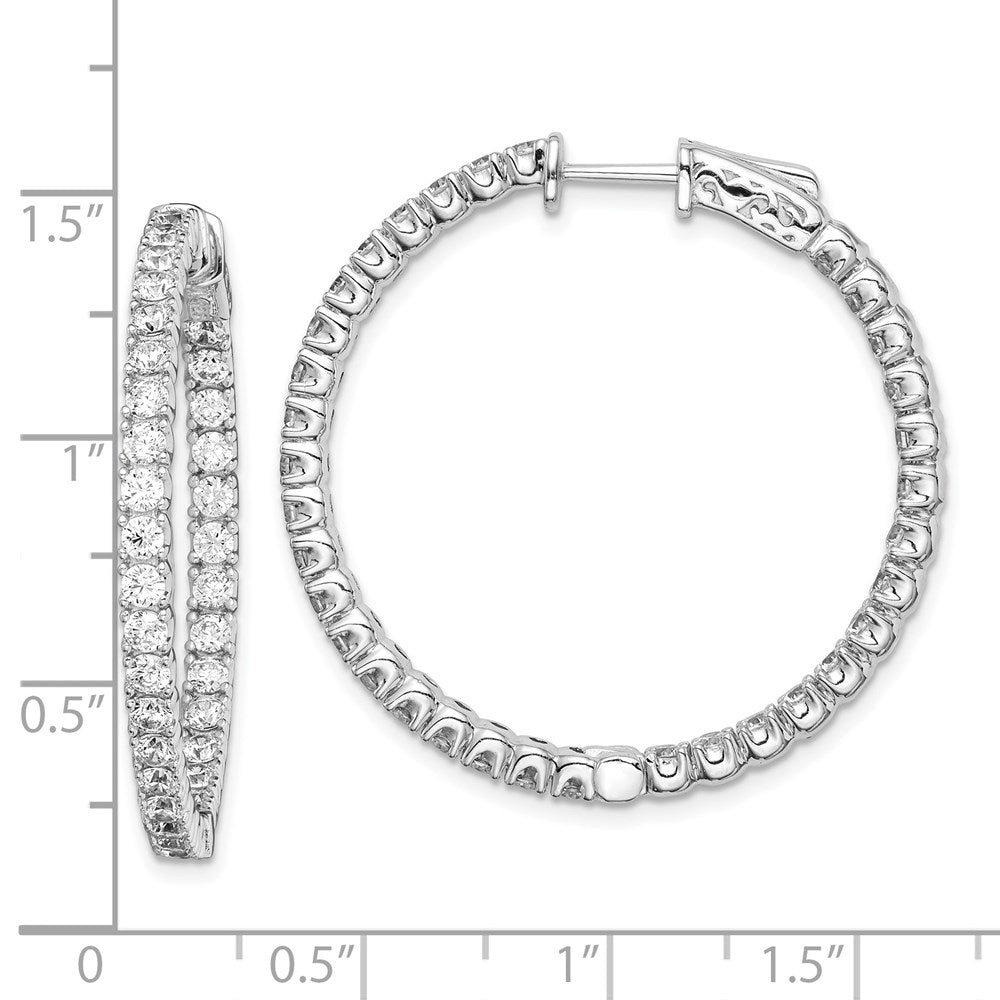 FJC Finejewelers 925 Sterling Silver Rhodium Plated CZ In and Out Round Hinged Hoop Earrings 34 x 33 mm