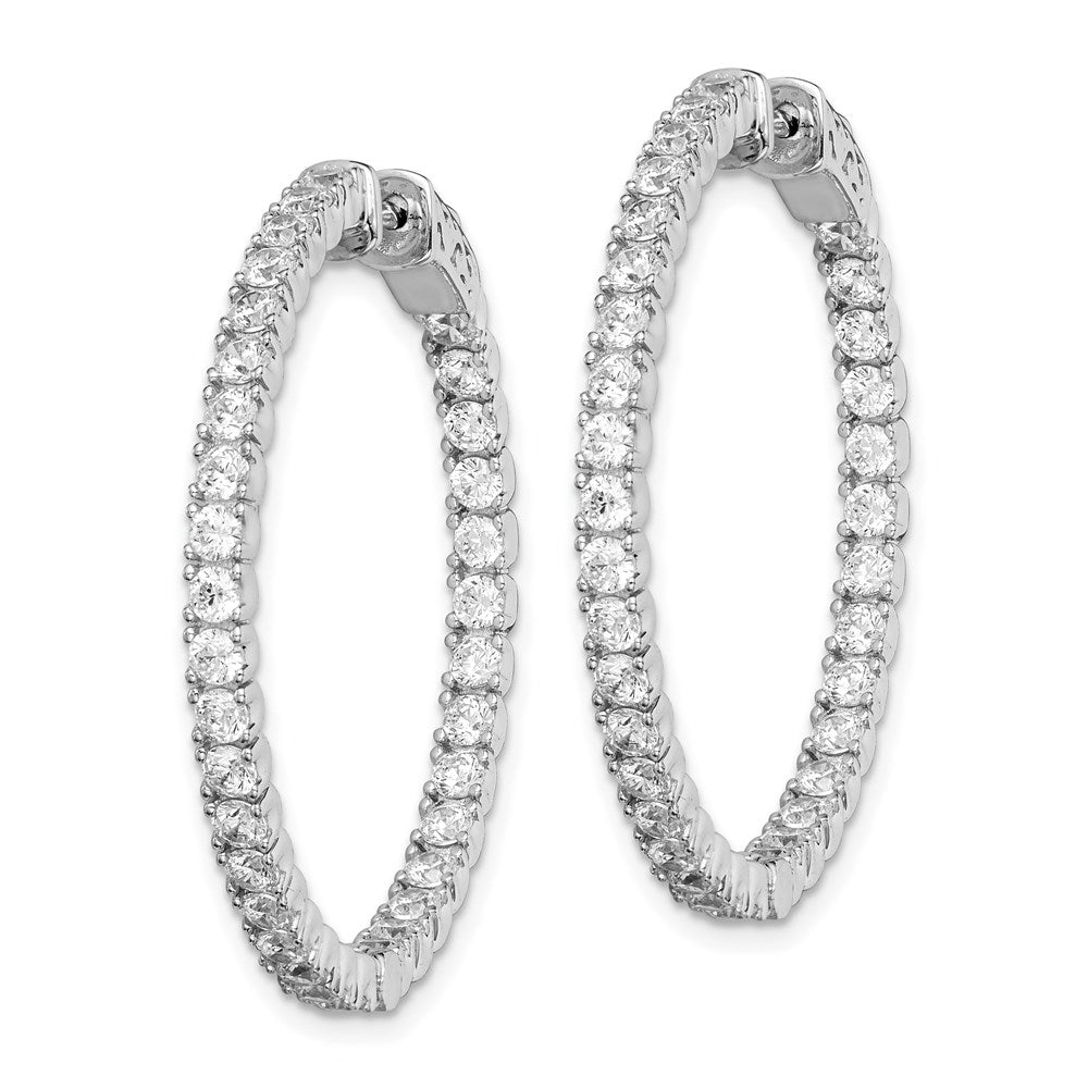 FJC Finejewelers 925 Sterling Silver Rhodium Plated CZ In and Out Round Hinged Hoop Earrings 34 x 33 mm