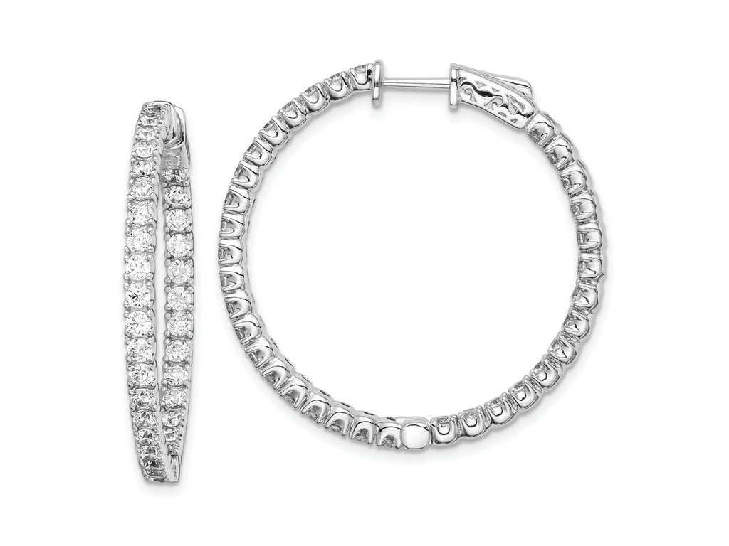 FJC Finejewelers 925 Sterling Silver Rhodium Plated CZ In and Out Round Hinged Hoop Earrings 34 x 33 mm
