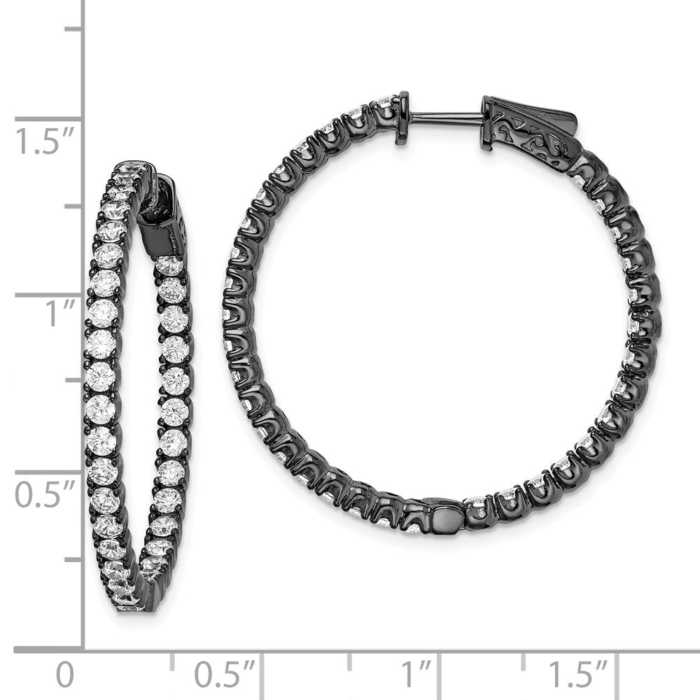 FJC Finejewelers 925 Sterling Silver Black Rhodium Plated CZ In and Out Round Hoop Earrings 34 x 34 mm