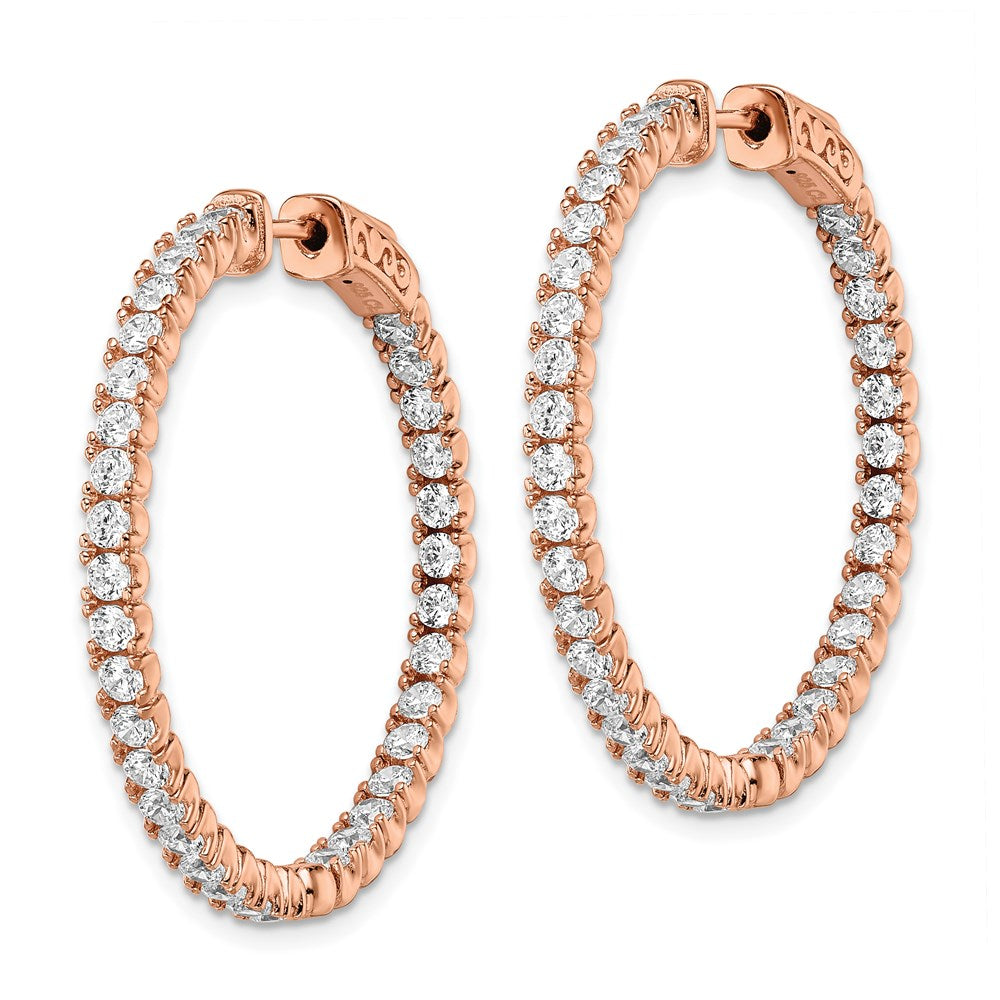 FJC Finejewelers 925 Sterling Silver Rose-tone CZ In and Out Round Hoop Earrings 34 x 34 mm