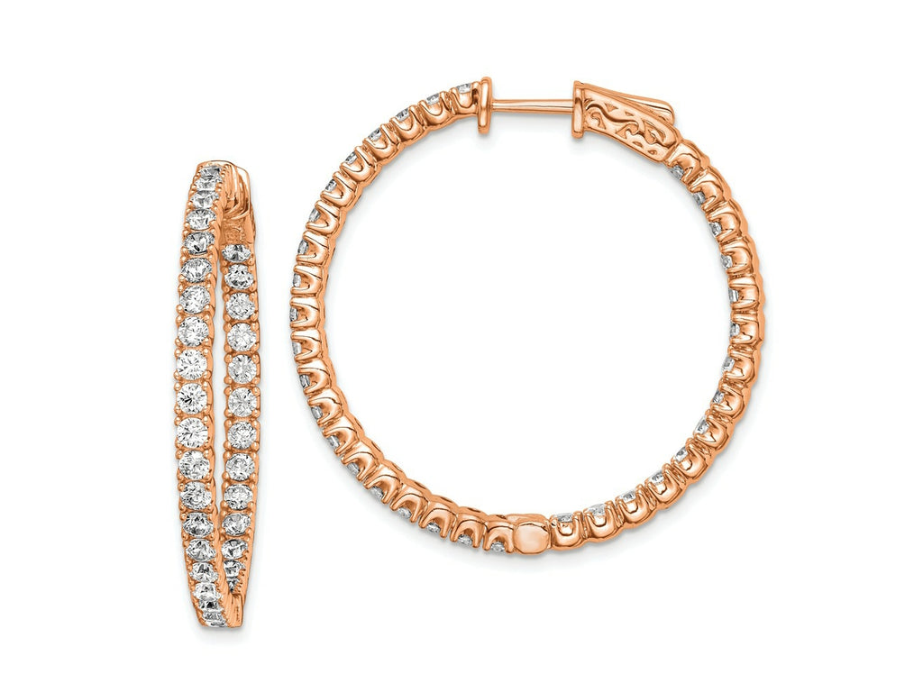 FJC Finejewelers 925 Sterling Silver Rose-tone CZ In and Out Round Hoop Earrings 34 x 34 mm