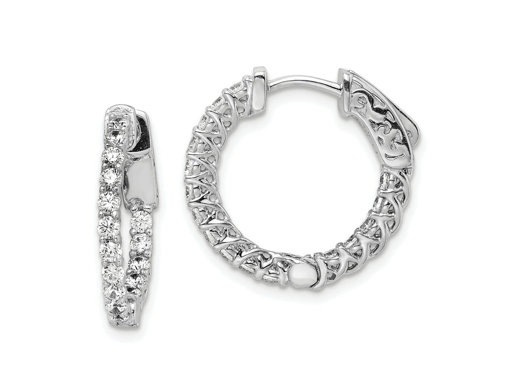 FJC Finejewelers 925 Sterling Silver Rhodium Plated CZ In and Out Round Hoop Earrings 17 x 18 mm