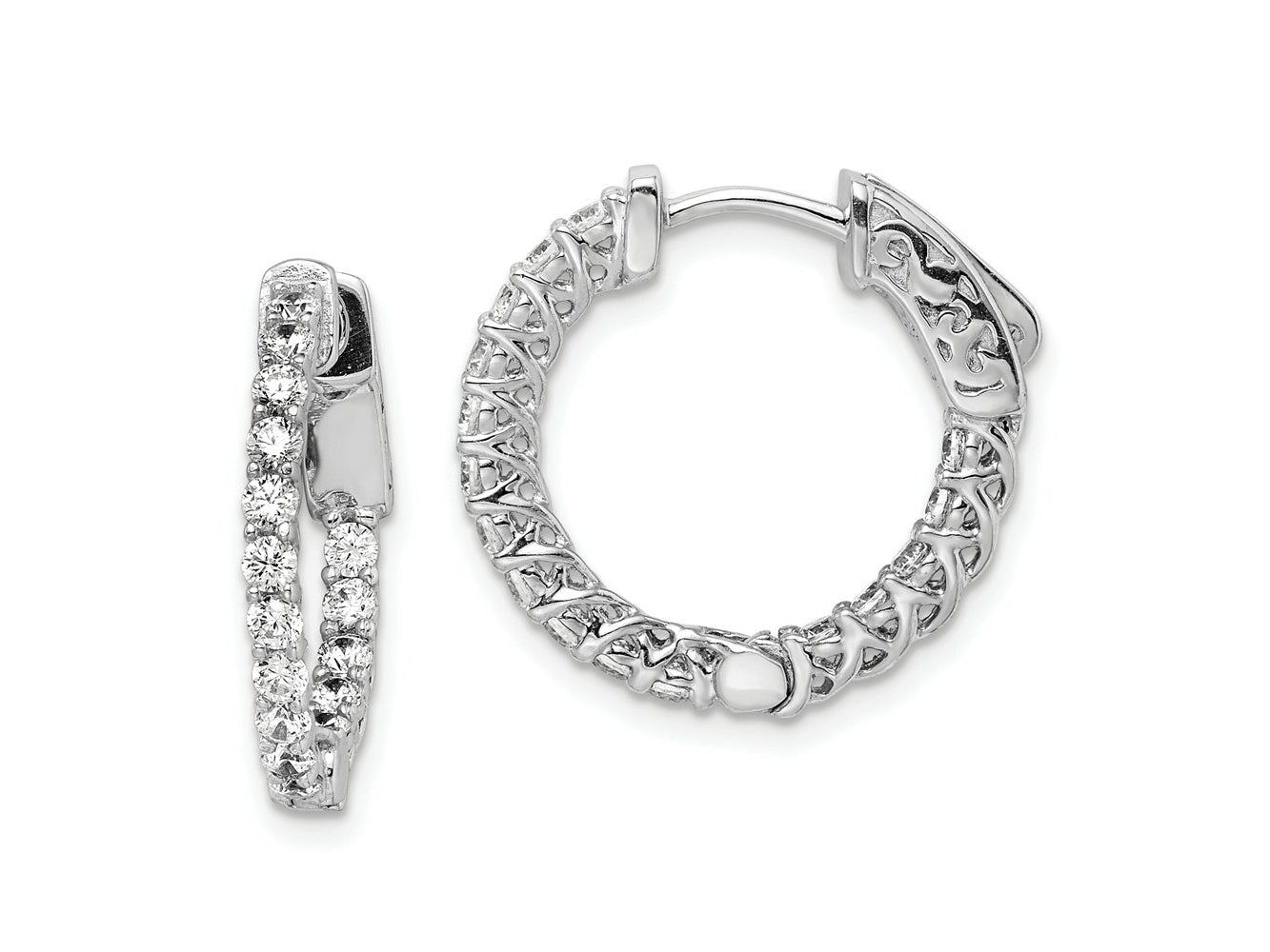 FJC Finejewelers 925 Sterling Silver Rhodium Plated CZ In and Out Round Hoop Earrings 17 x 18 mm