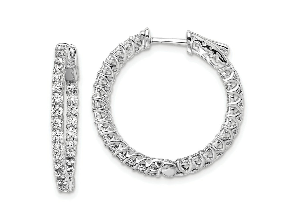 FJC Finejewelers 925 Sterling Silver Rhodium Plated CZ In and Out Round Hoop Earrings 26 x 26 mm