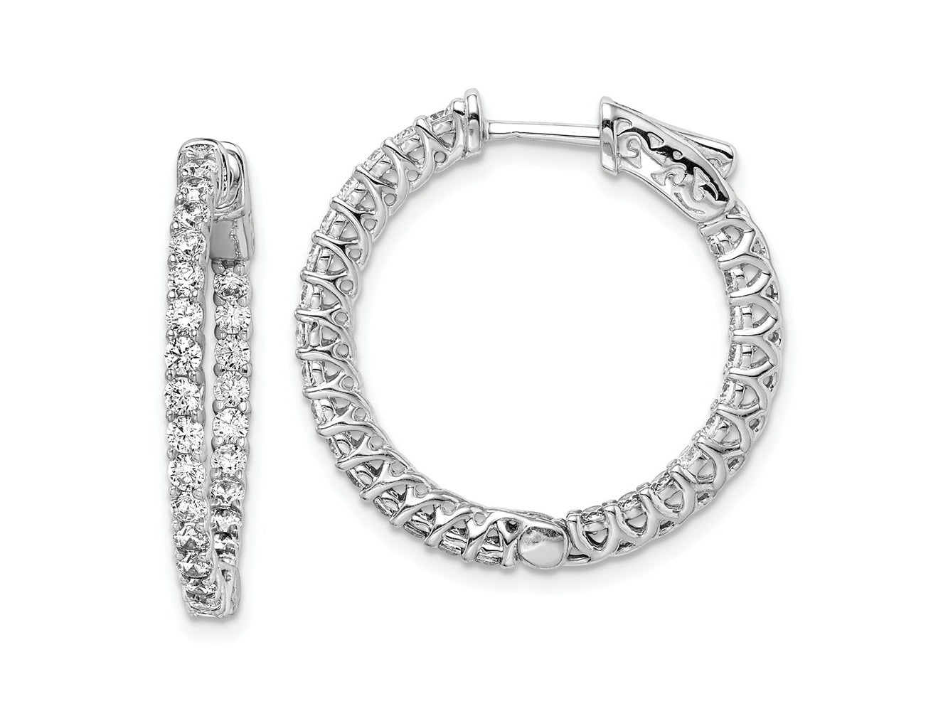 FJC Finejewelers 925 Sterling Silver Rhodium Plated CZ In and Out Round Hoop Earrings 26 x 26 mm