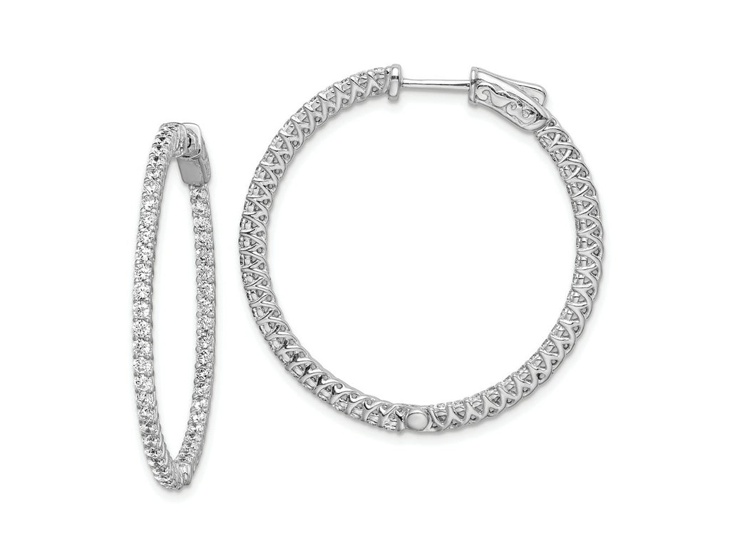 FJC Finejewelers 925 Sterling Silver Rhodium Plated CZ In and Out Round Hoop Earrings 36 x 36 mm
