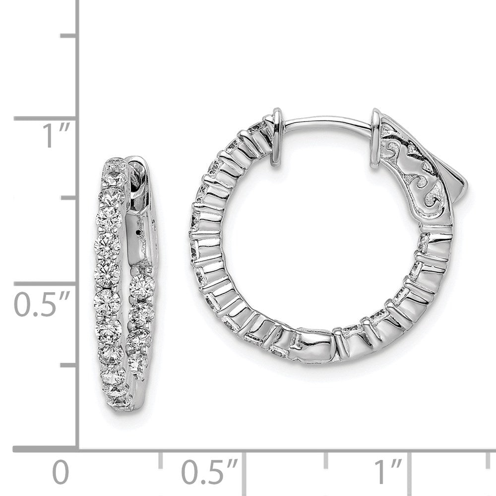 FJC Finejewelers 925 Sterling Silver Rhodium Plated CZ In and Out Round Hoop Earrings 20 x 19 mm