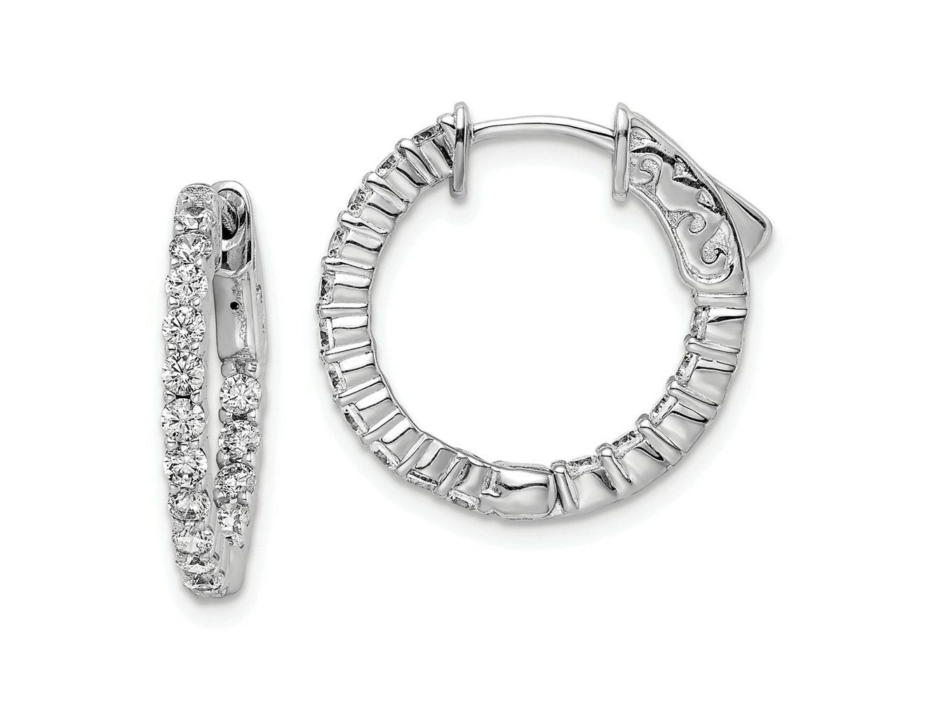 FJC Finejewelers 925 Sterling Silver Rhodium Plated CZ In and Out Round Hoop Earrings 20 x 19 mm