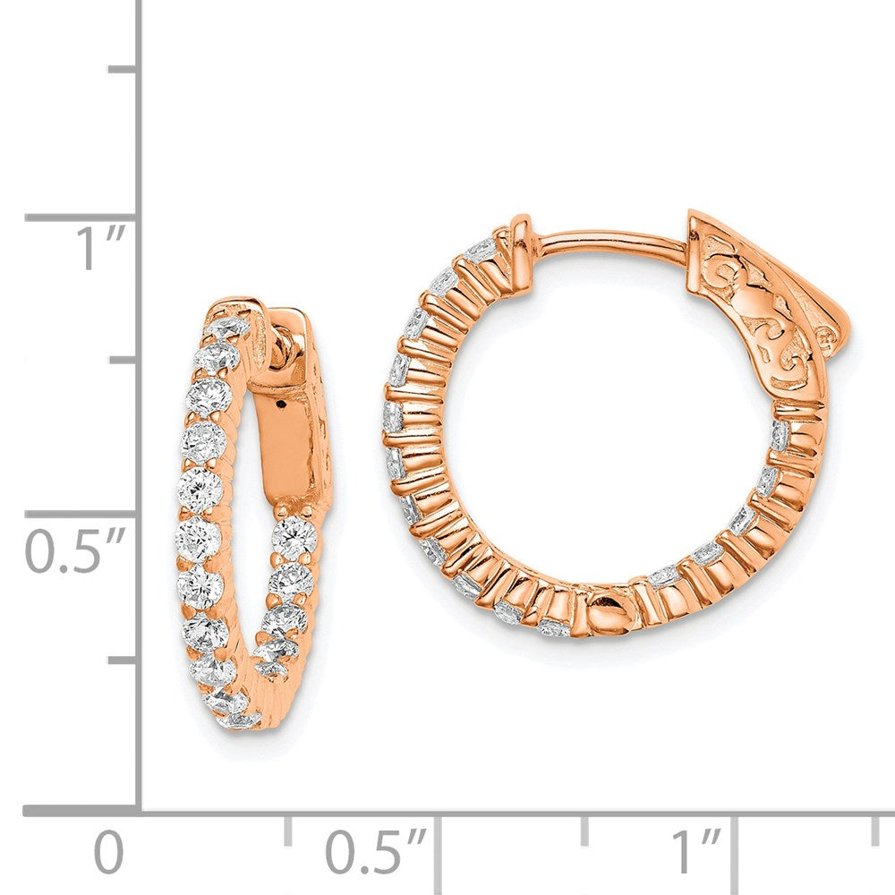 FJC Finejewelers 925 Sterling Silver Rose-tone CZ In and Out Hoop Earrings 18 x 19 mm