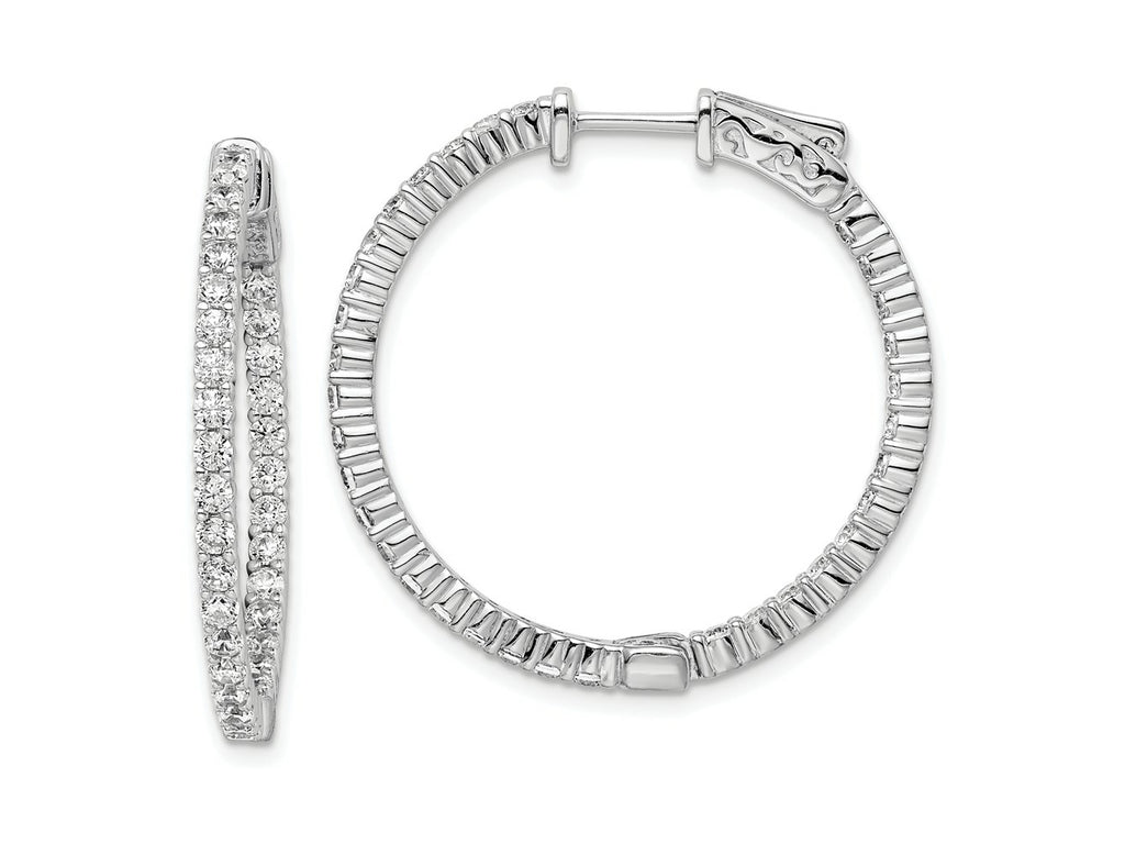 FJC Finejewelers 925 Sterling Silver Rhodium Plated CZ In and Out Round Hoop Earrings 31 x 30 mm
