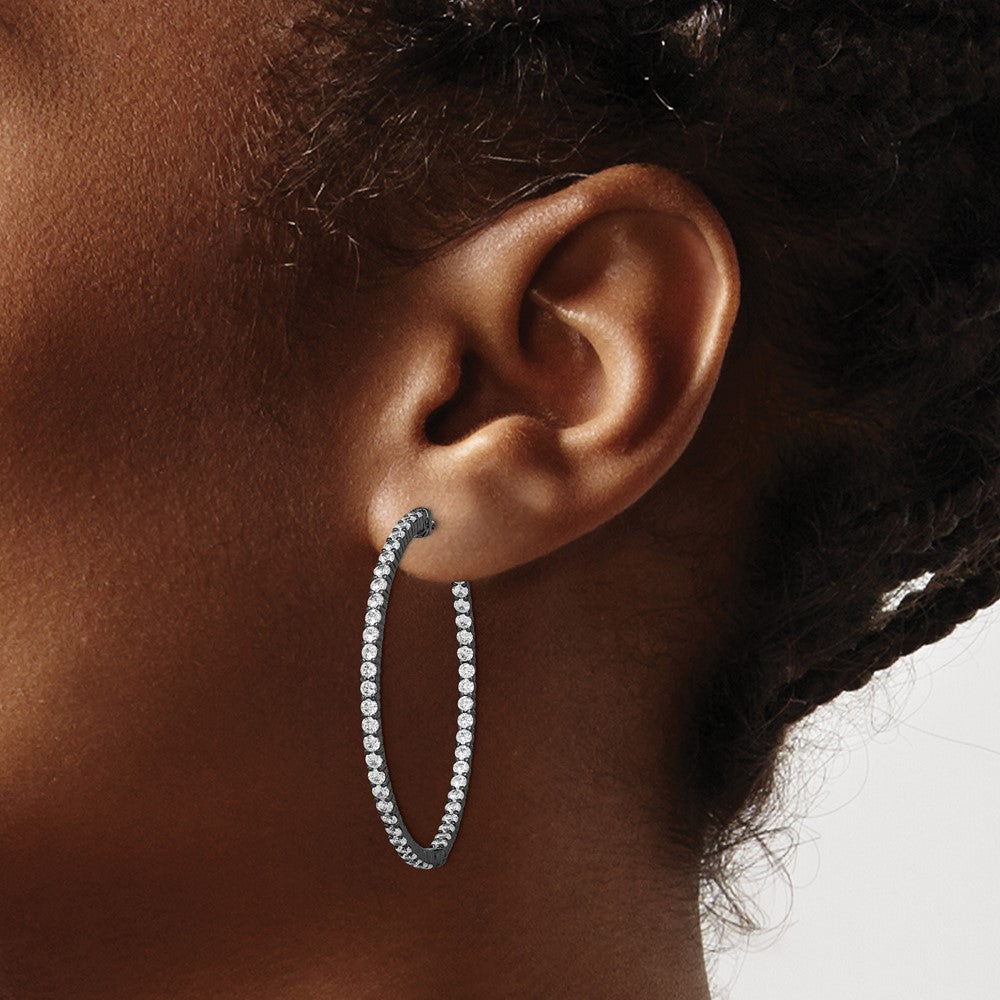 FJC Finejewelers 925 Sterling Silver Black Rhodium Plated CZ In and Out Hoop Earrings 43 x 43 mm