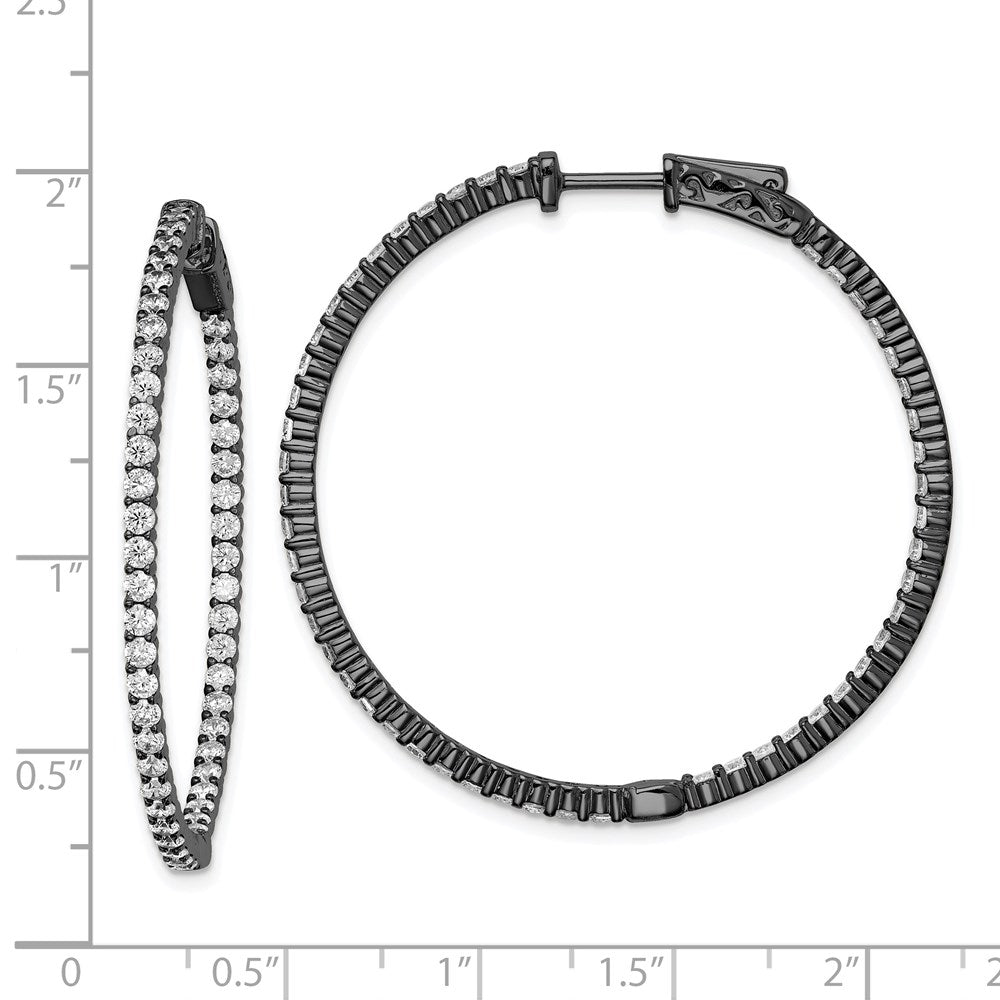 FJC Finejewelers 925 Sterling Silver Black Rhodium Plated CZ In and Out Hoop Earrings 43 x 43 mm